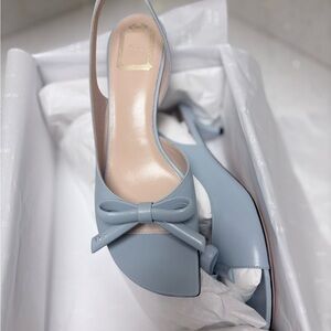 Dior Powder Blue Slingback Bow Heeled Sandal